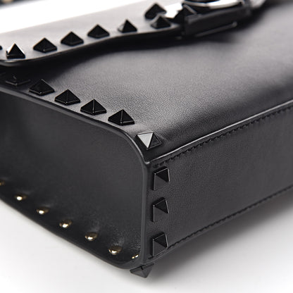 Valentino Garavani Vitello Monochrome Medium Rockstud Flip Lock Crossbody Bag Black 7 of 9