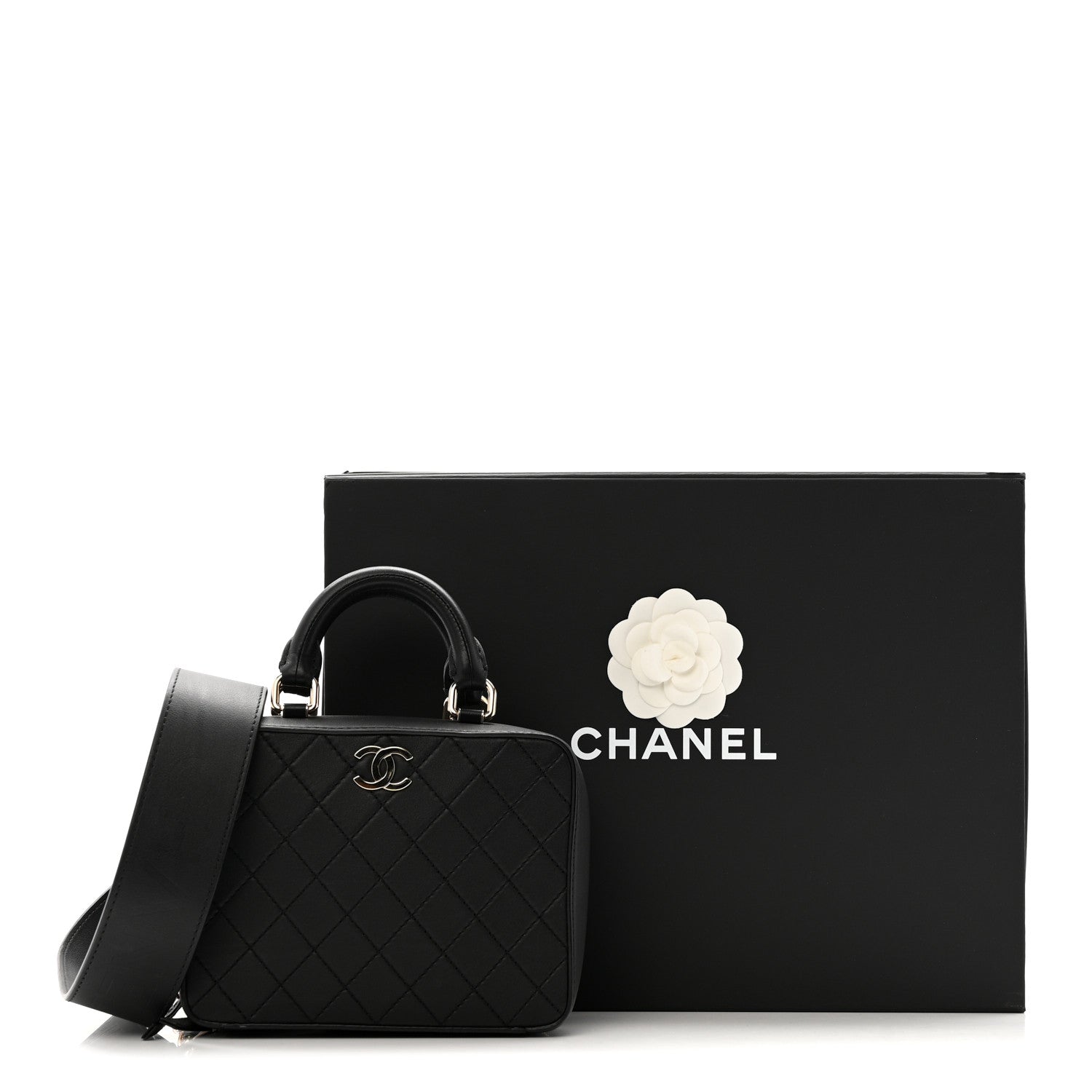 Chanel Calfskin Quilted Travel Kit Vanity Case Black 11 of 11