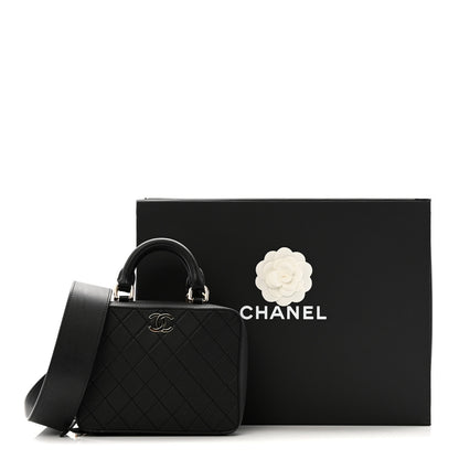 Chanel Calfskin Quilted Travel Kit Vanity Case Black 11 of 11