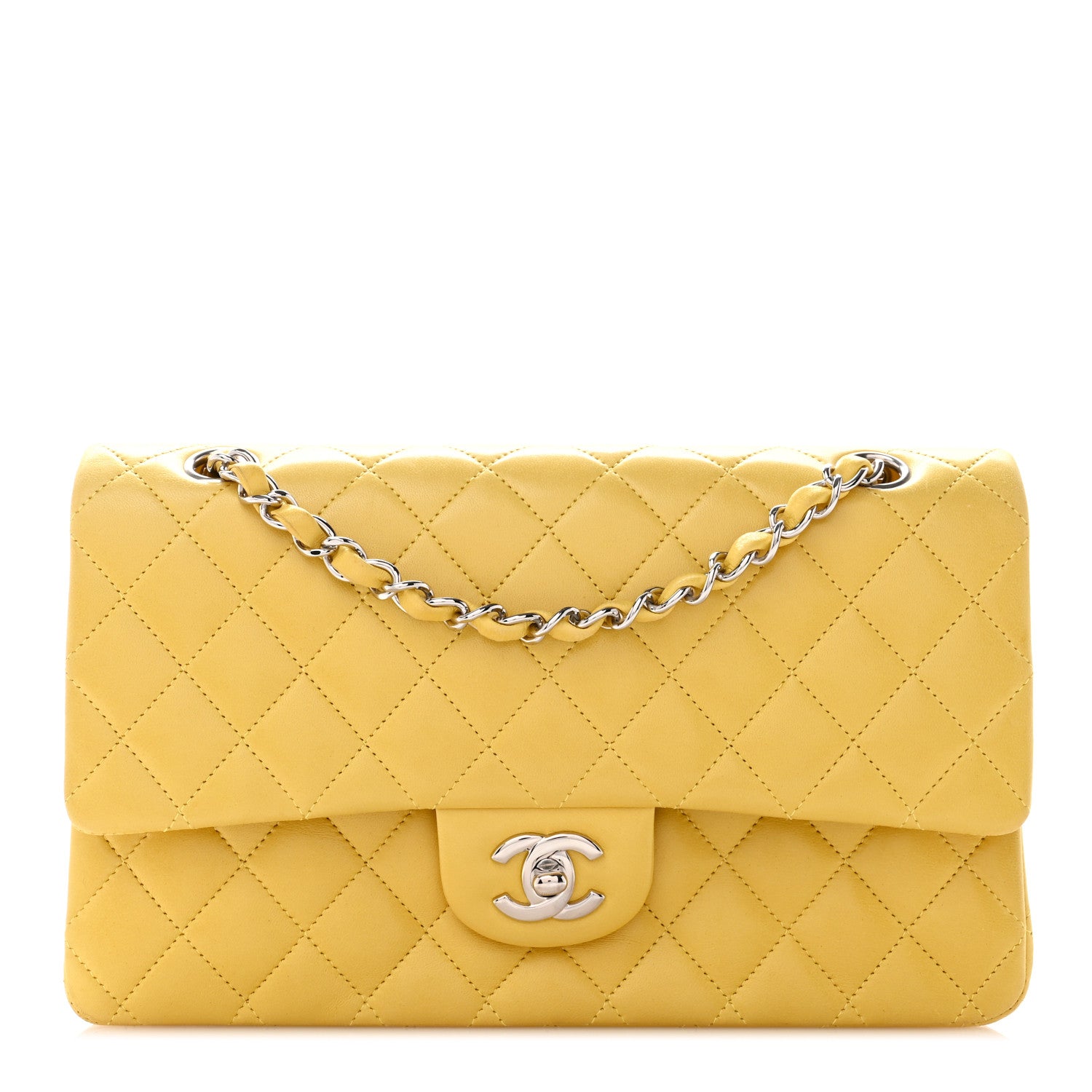 Chanel Lambskin Quilted Medium Double Flap Yellow 1 of 12