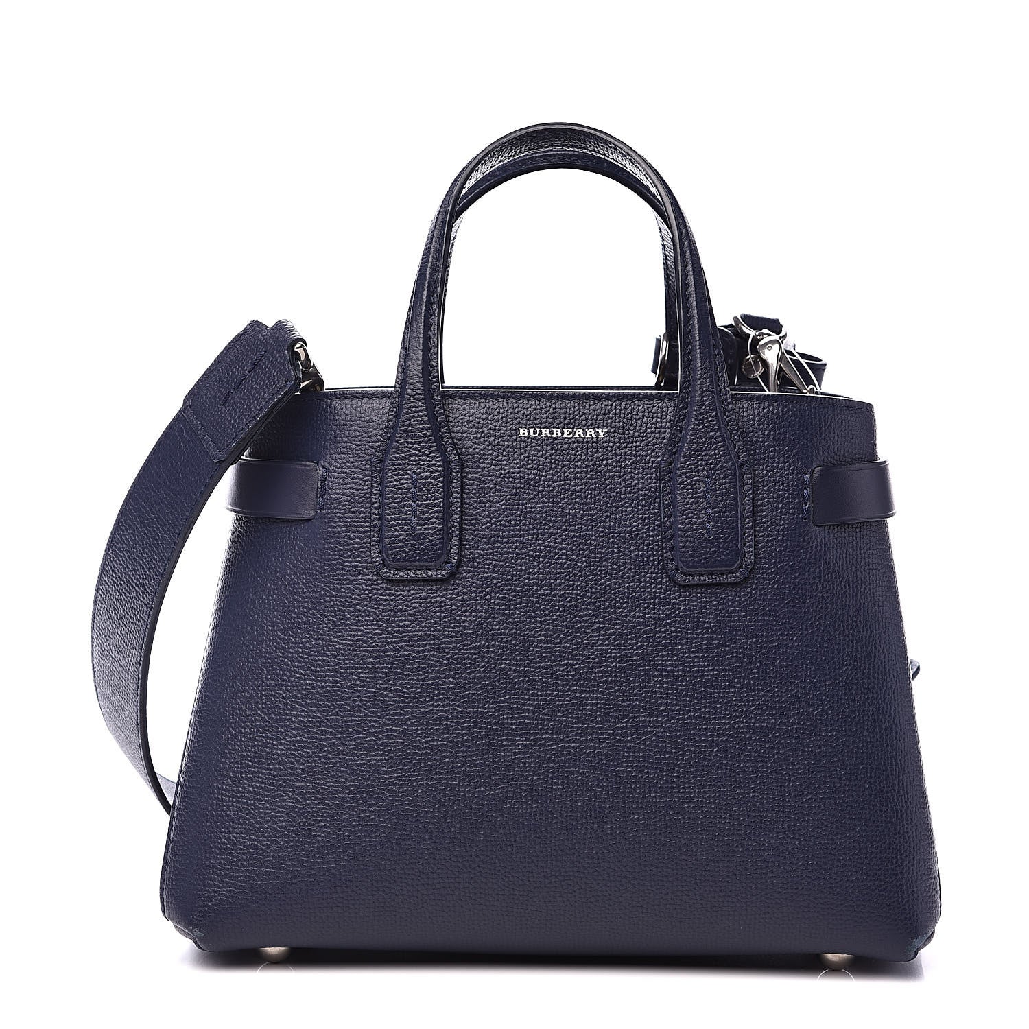 Burberry Grainy Calfskin House Check Small Banner Tote Regency Blue 1 of 10