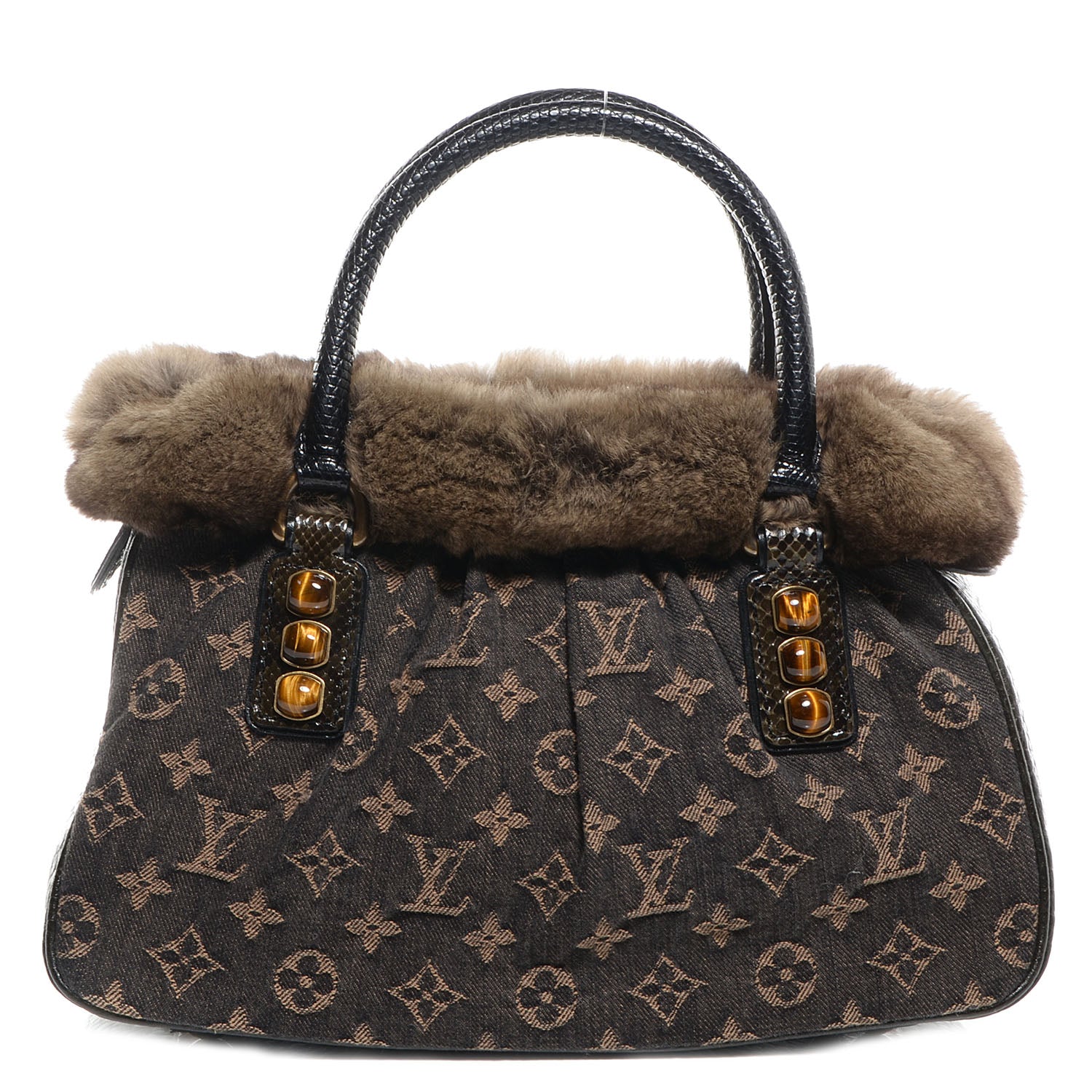 Louis Vuitton Monogram Denim Chinchilla Lizard Trapeze PM 1 of 8