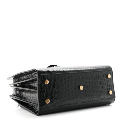 Saint Laurent Calfskin Crocodile Embossed Baby Sac De Jour Black 5 of 11
