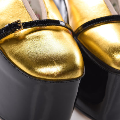 Gucci Metallic Nappa Patent Hannelore Detachable Platform Sandals 40 Gold 4 of 11