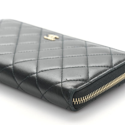 Chanel Lambskin Zip Around Large Gusset Wallet With Pearl Chain Black 10 of 11