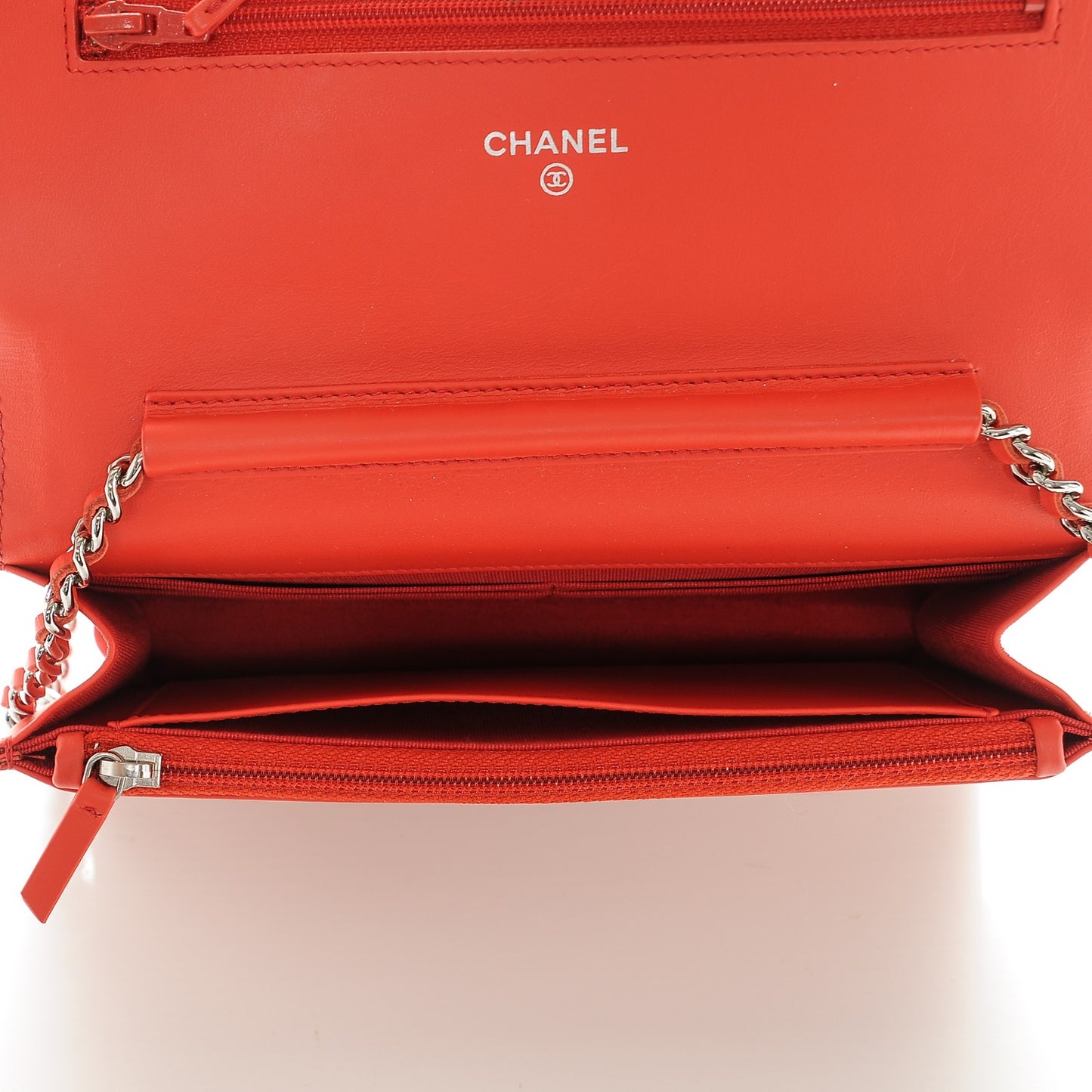 Patent Striped Wallet On Chain WOC Red