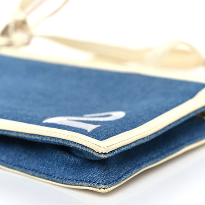 Christian Dior Denim Patent Diorella Rectangular Bag Blue 10 of 14