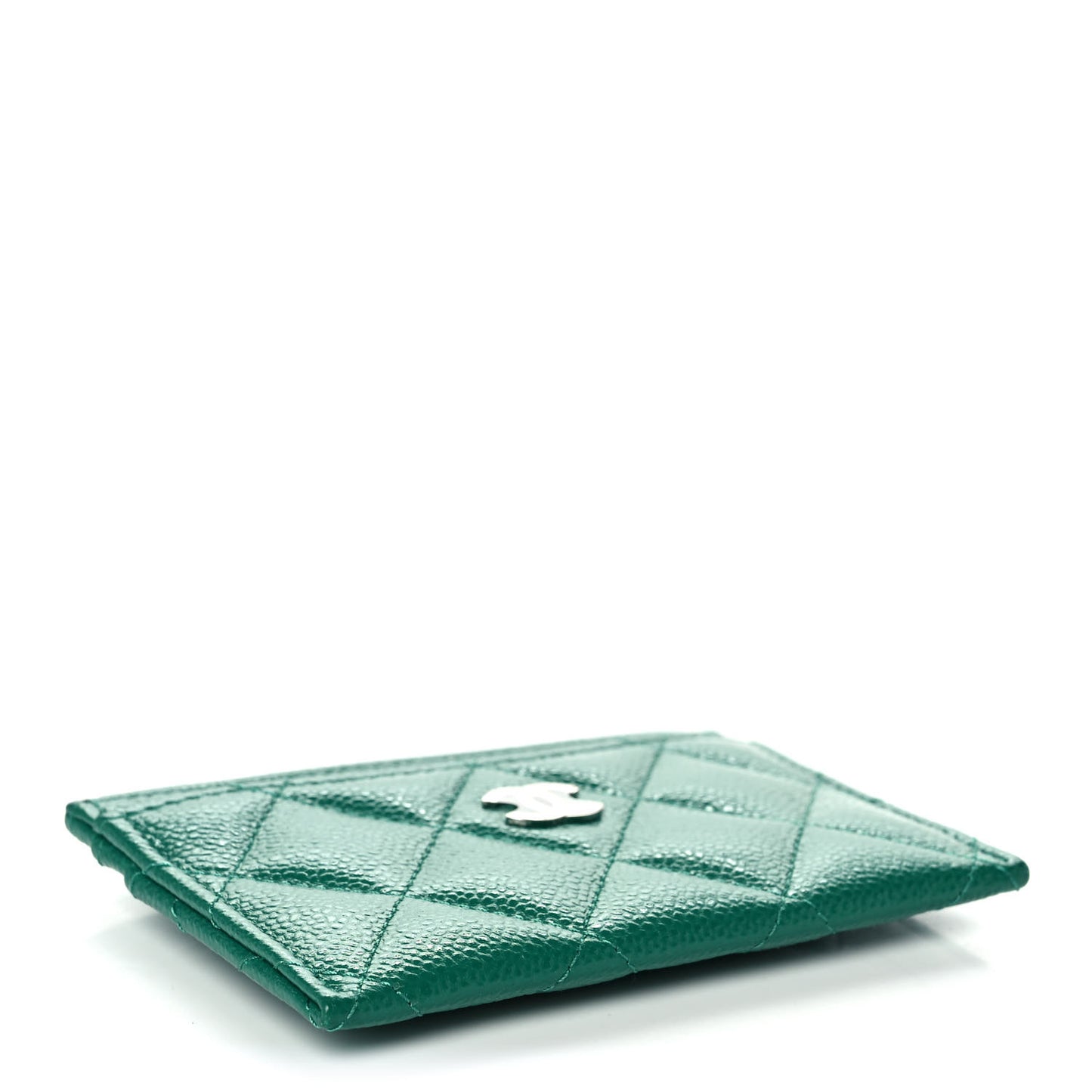 Caviar Quilted Card Holder Green