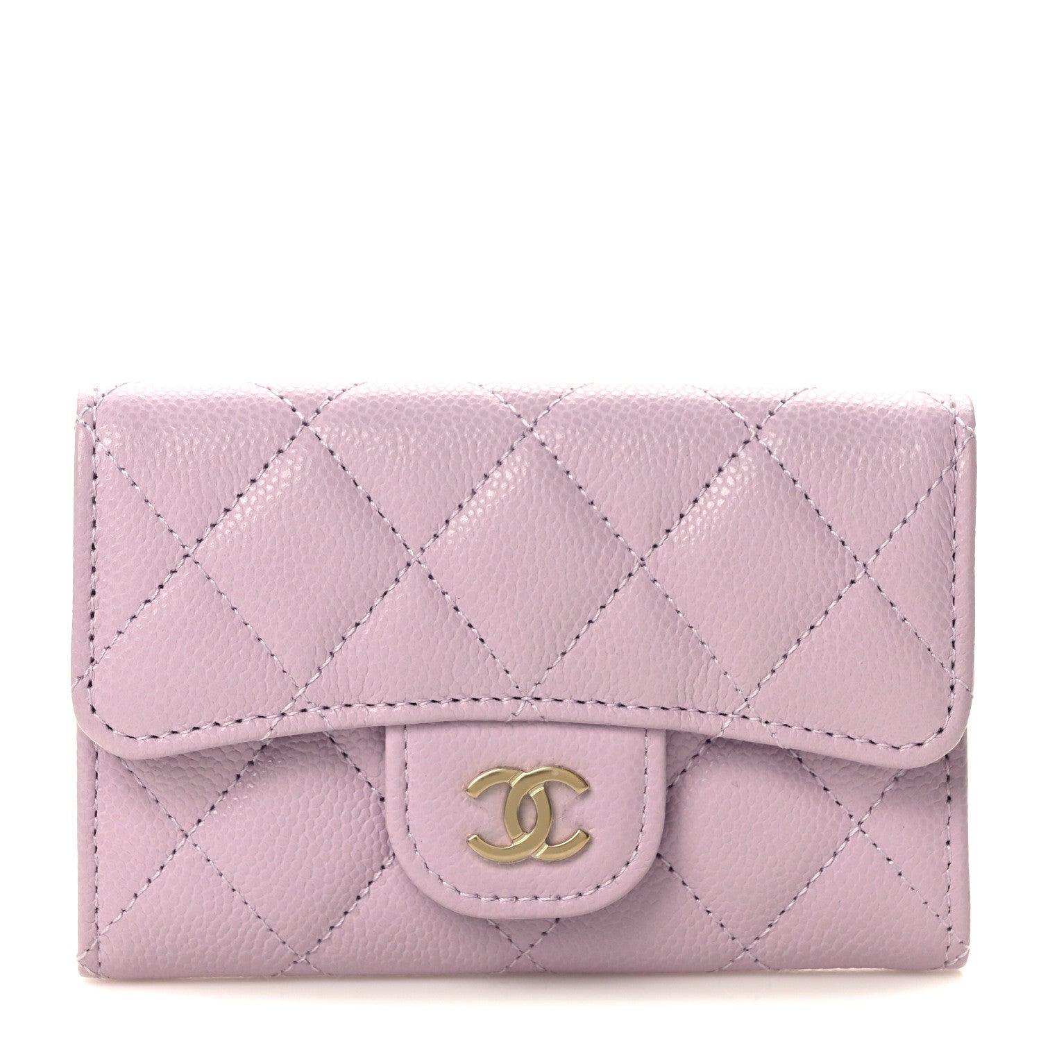 Chanel Caviar Quilted Flap Card Holder Wallet Light Purple 1 of 8