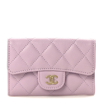 Chanel Caviar Quilted Flap Card Holder Wallet Light Purple 1 of 8