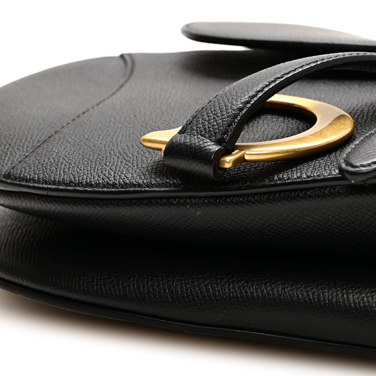Grained Calfskin Saddle Bag Black