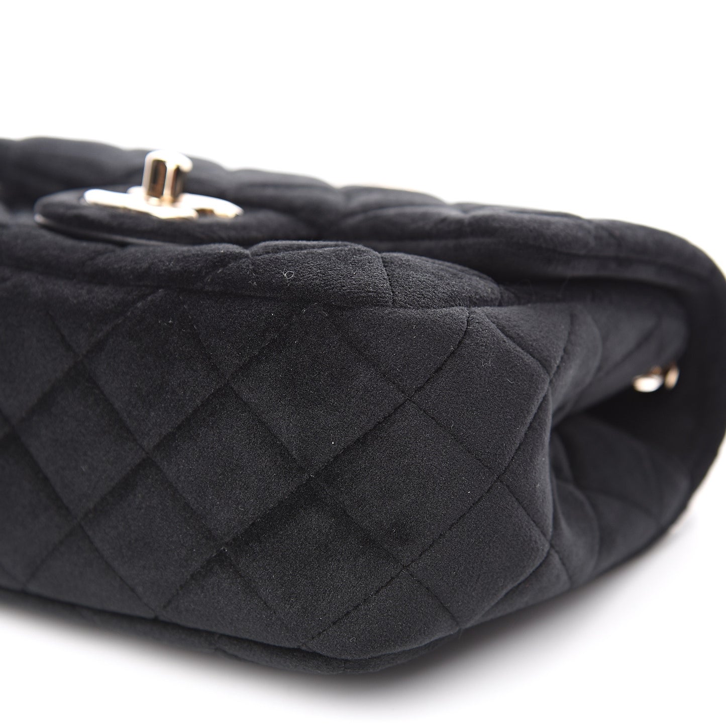 Velvet Quilted Mini Pearl Crush Flap Black