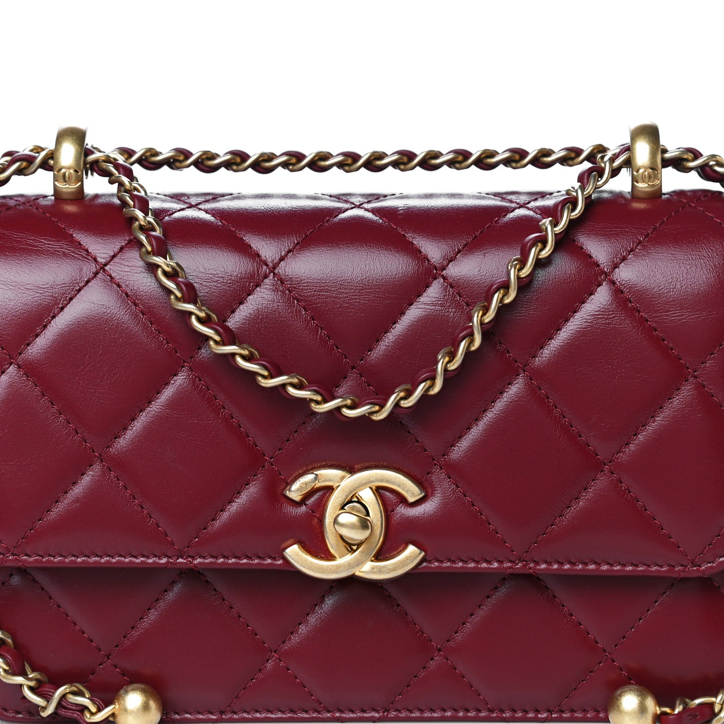 Calfskin Quilted Mini Perfect Fit Flap Burgundy