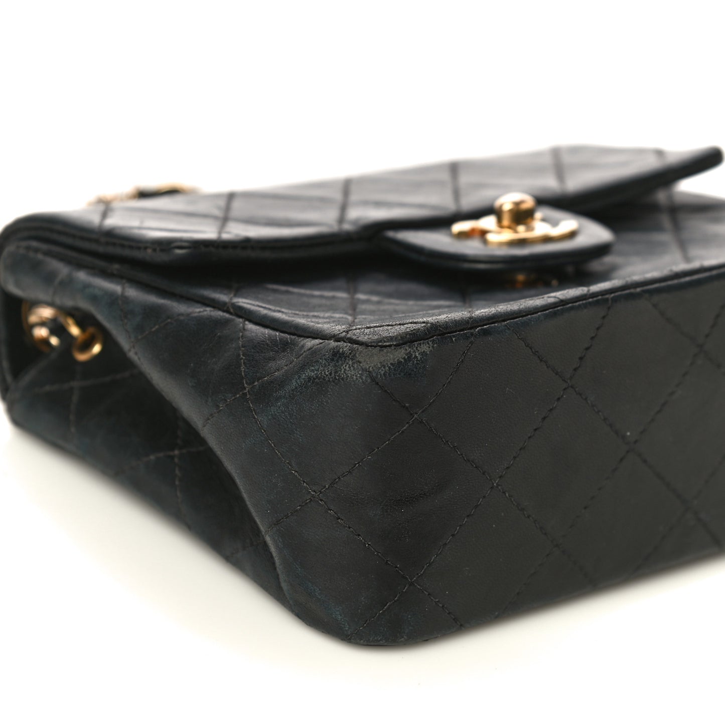 Lambskin Quilted Mini Square Flap Bag Black
