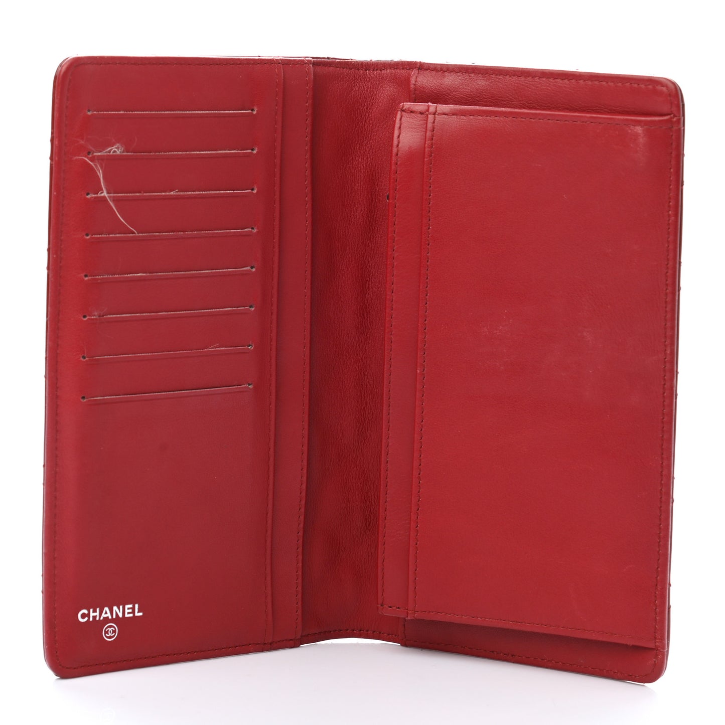 Patent Quilted Brilliant Yen Wallet Red
