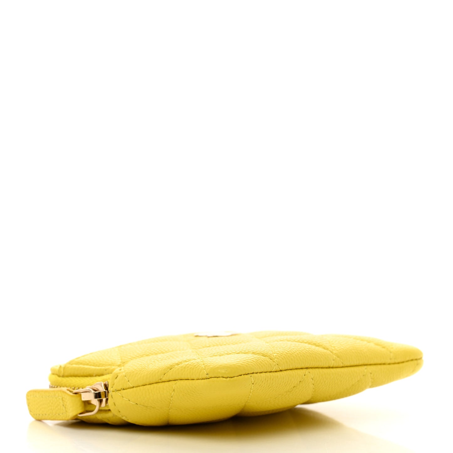 Caviar Quilted Zip Card Holder Wallet Yellow