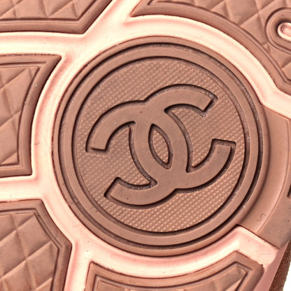 Chanel Nylon Lambskin Suede Calfskin CC Sneakers 39 Pink 6 of 7