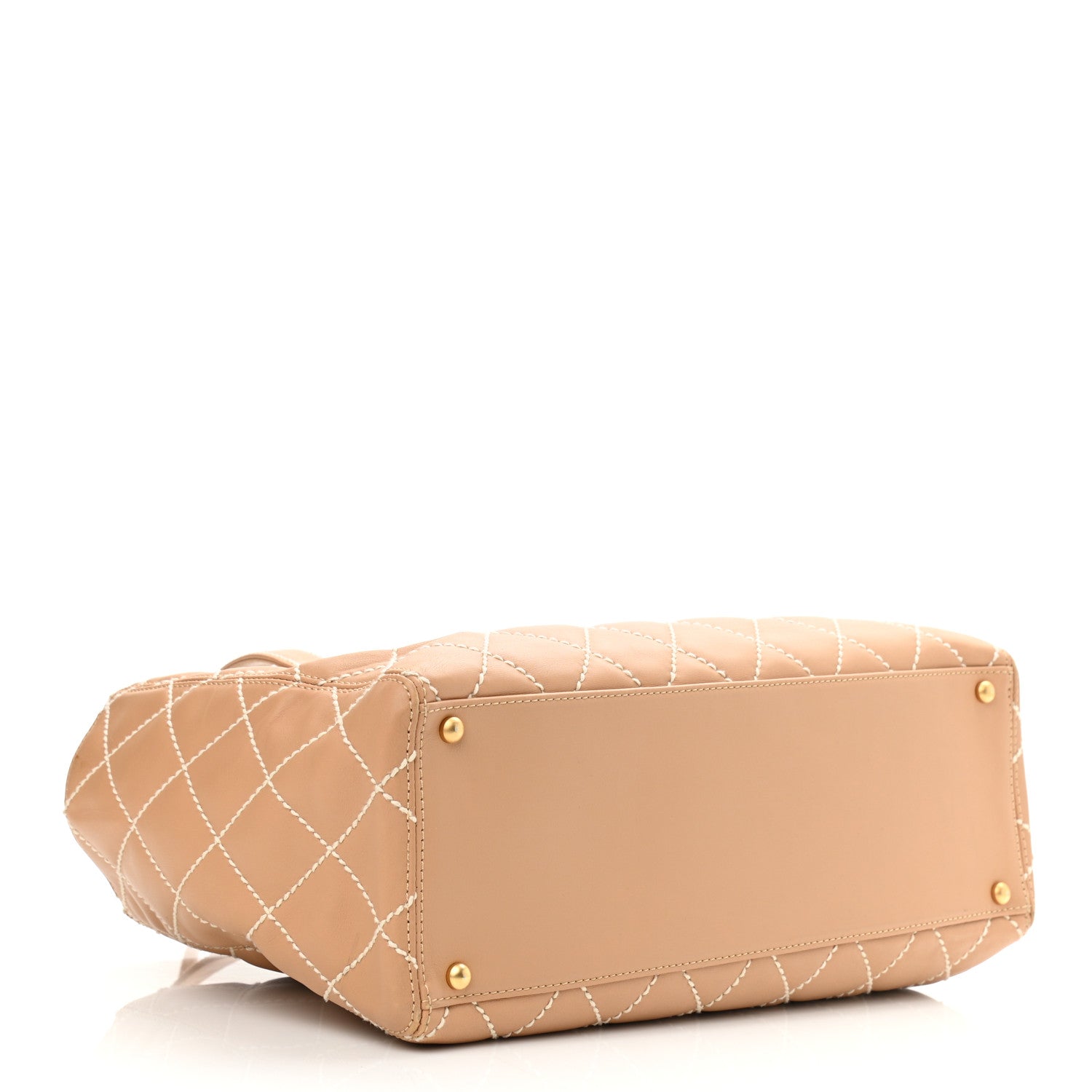 Chanel Calfskin Wild Stitch Medium Tote Beige 4 of 13