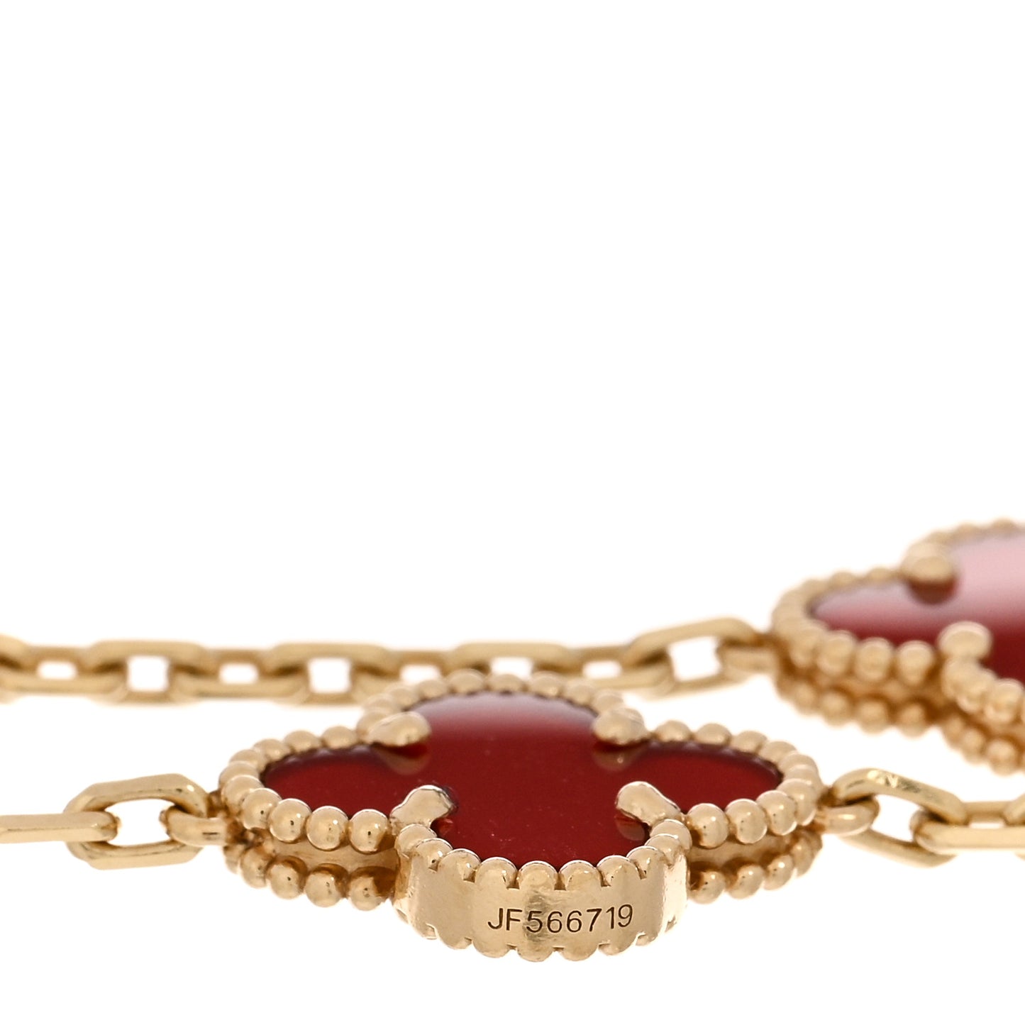 18K Yellow Gold Carnelian 5 Motifs Vintage Alhambra Bracelet
