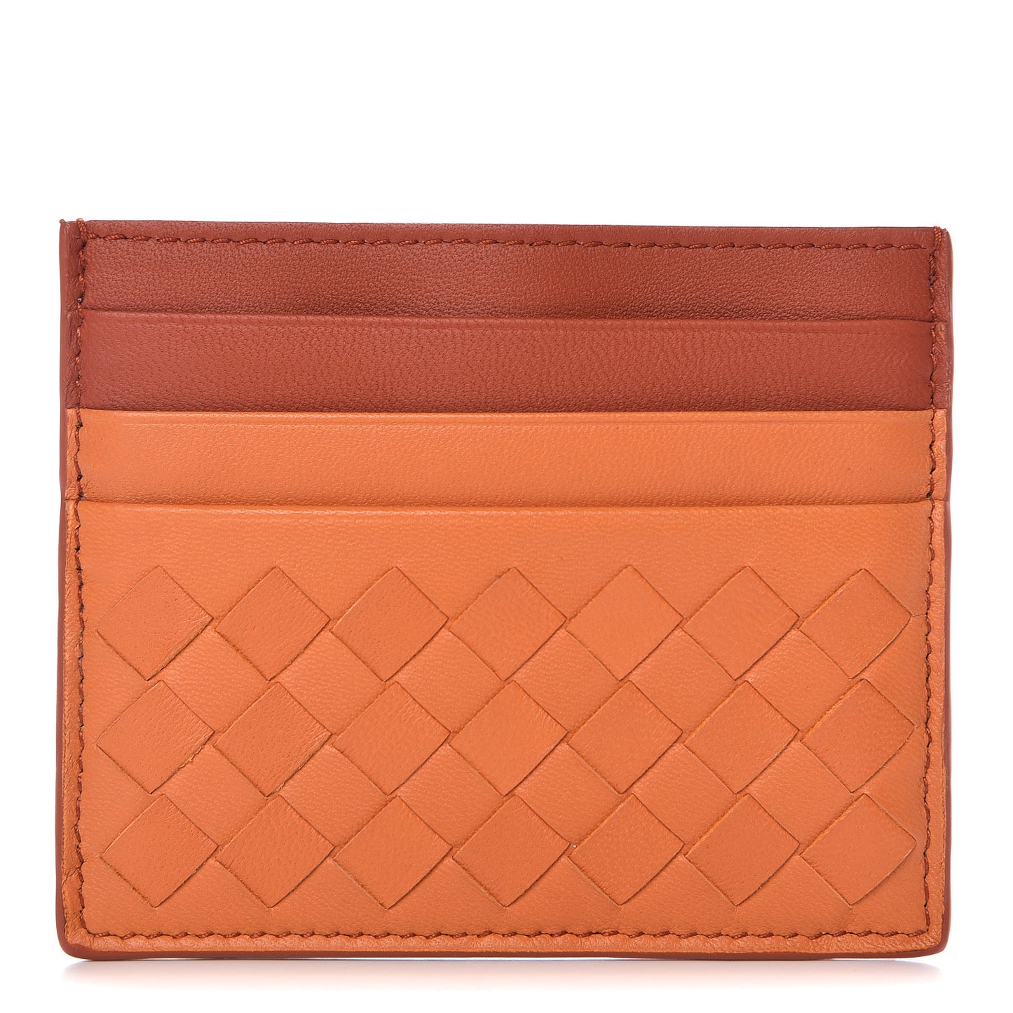 Nappa Intrecciato Two Tone Card Holder Orange