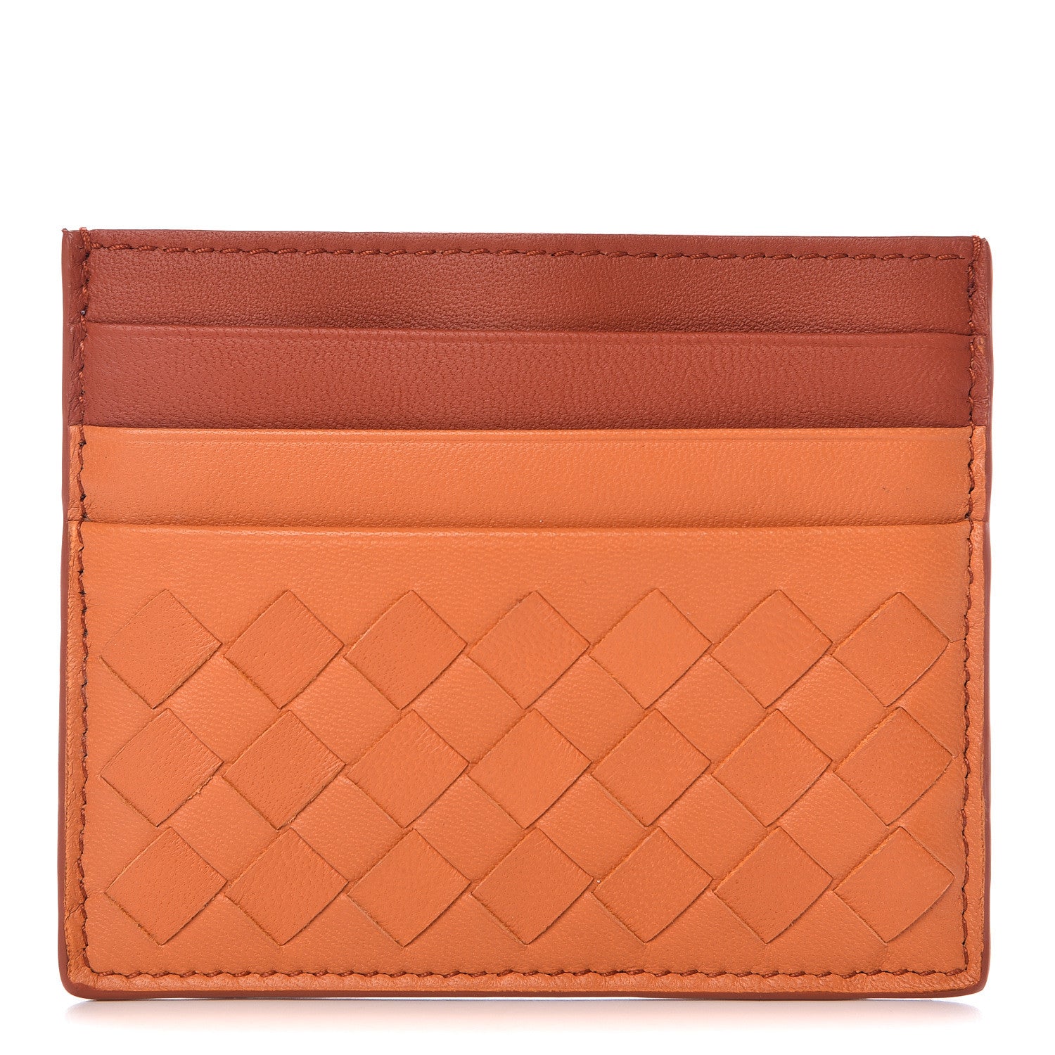 Bottega Veneta Nappa Intrecciato Two Tone Card Holder Orange 2 of 9