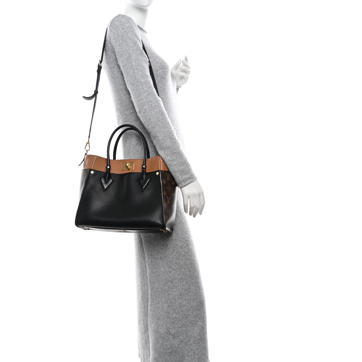 Louis Vuitton Calfskin Monogram On My Side Black 2 of 9