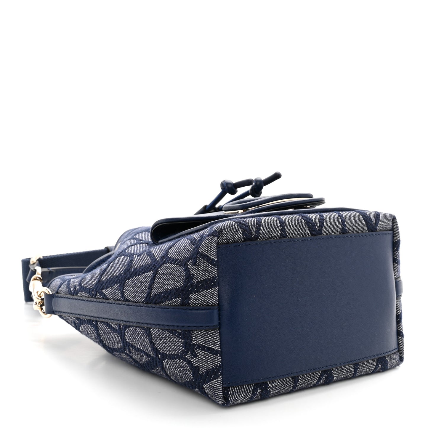 Toile Iconographe Nappa Vlogo Small Loco Drawstring Bucket Bag Melange Denim Worker
