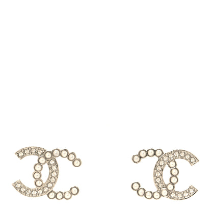 Chanel Crystal Pearl CC Earrings Silver 1 of 5