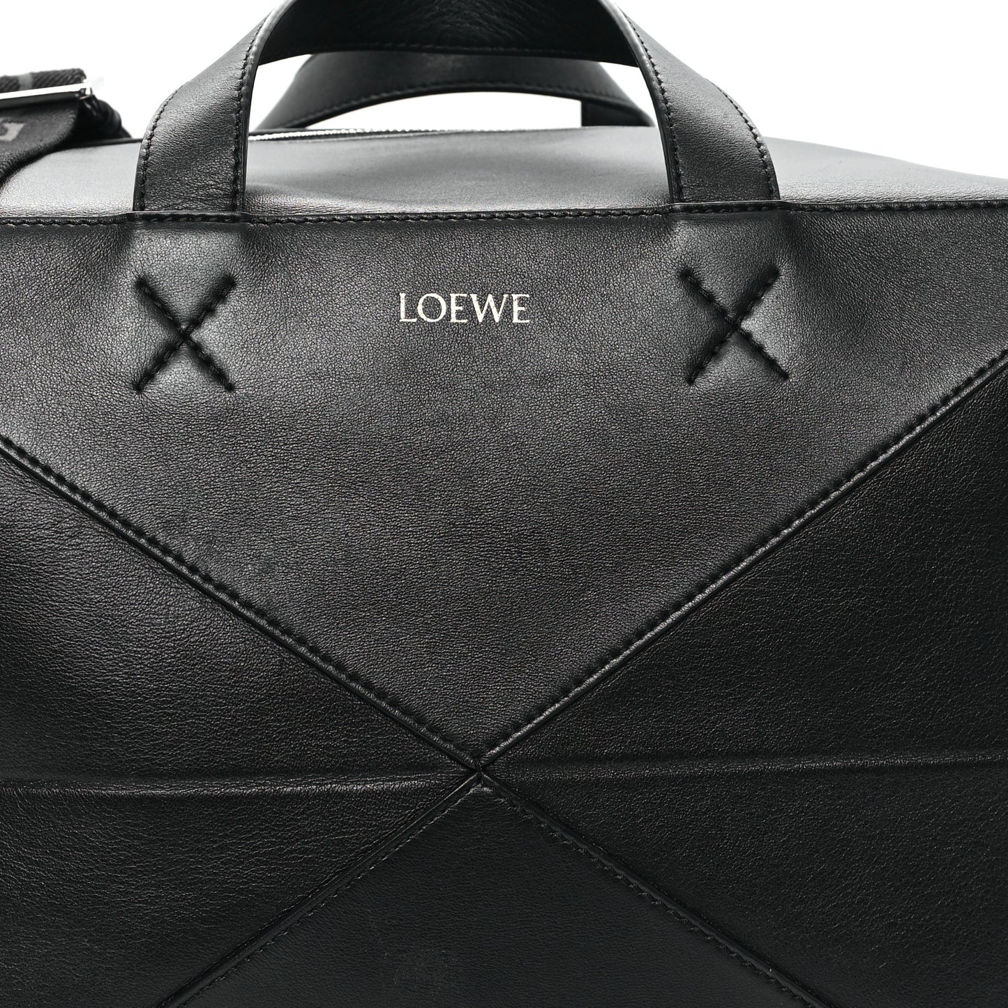 Shiny Calfskin Puzzle Fold Duffle Black