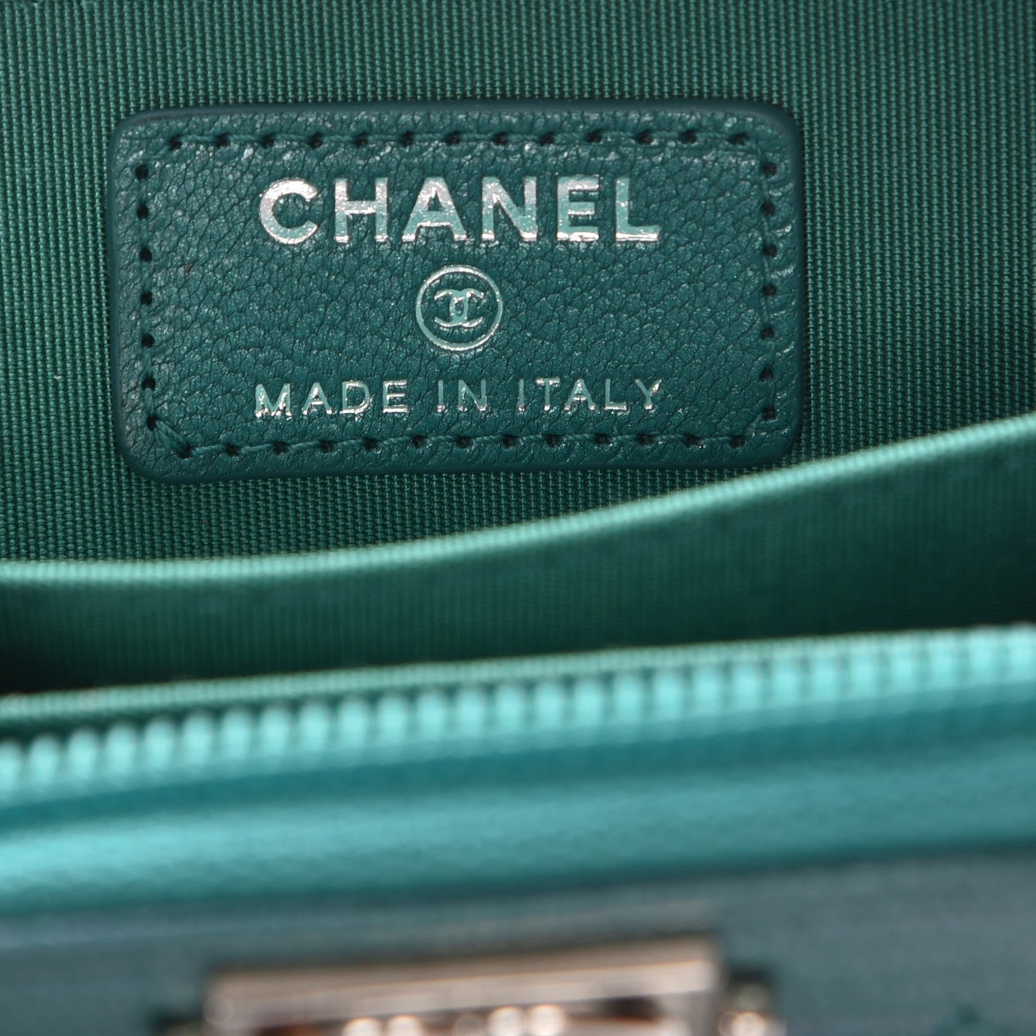 Chanel Metallic Goatskin Quilted Boy Zip Around Coin Purse Wallet Turquoise 6 of 7