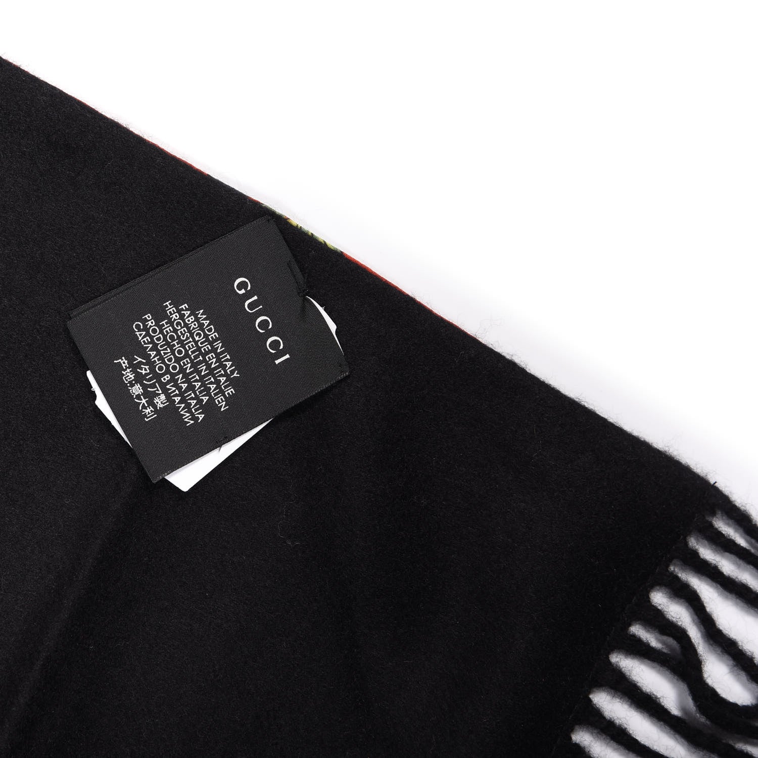 Gucci Cashmere Silk Cubemis Scarf Black Red 2 of 4