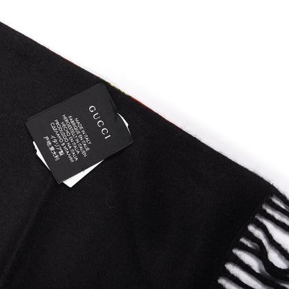 Gucci Cashmere Silk Cubemis Scarf Black Red 2 of 4