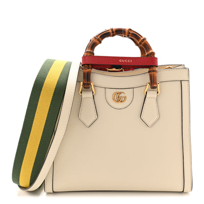 Gucci Textured Dollar Calfskin Web Small Diana Tote Bag Mystic White 1 of 10