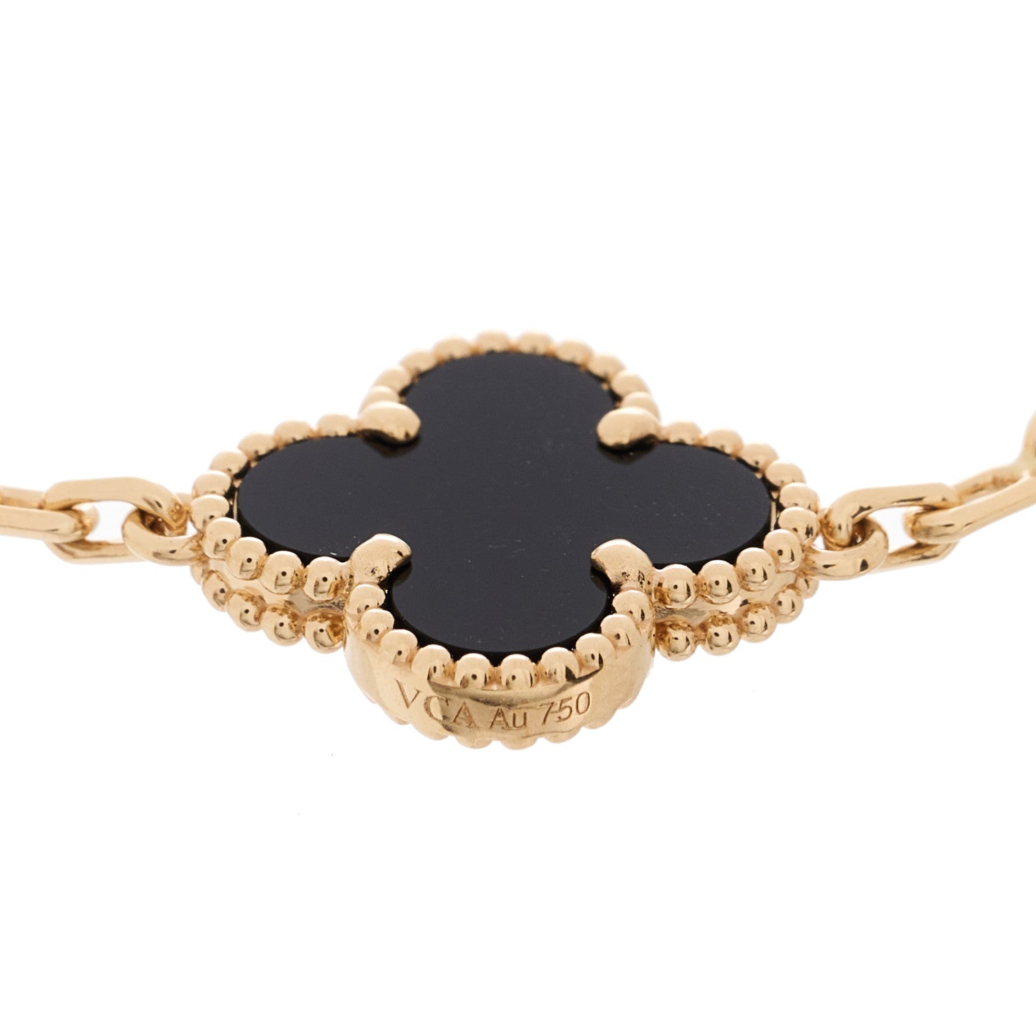 Van Cleef & Arpels 18K Yellow Gold Black Onyx 5 Motifs Vintage Alhambra Bracelet 4 of 6