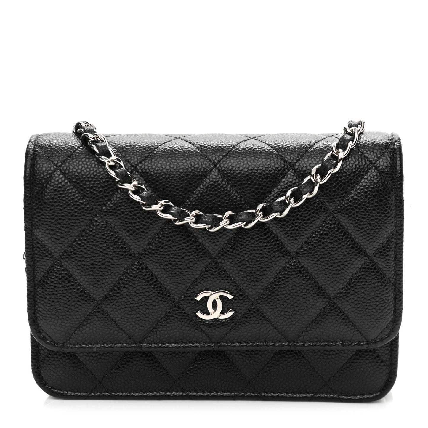 Caviar Quilted Mini Wallet On Chain WOC Black