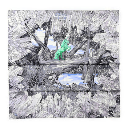 Hermes Silk La Vallee de Cristal 90 Shawl Gris Parme Menthol 1 of 4