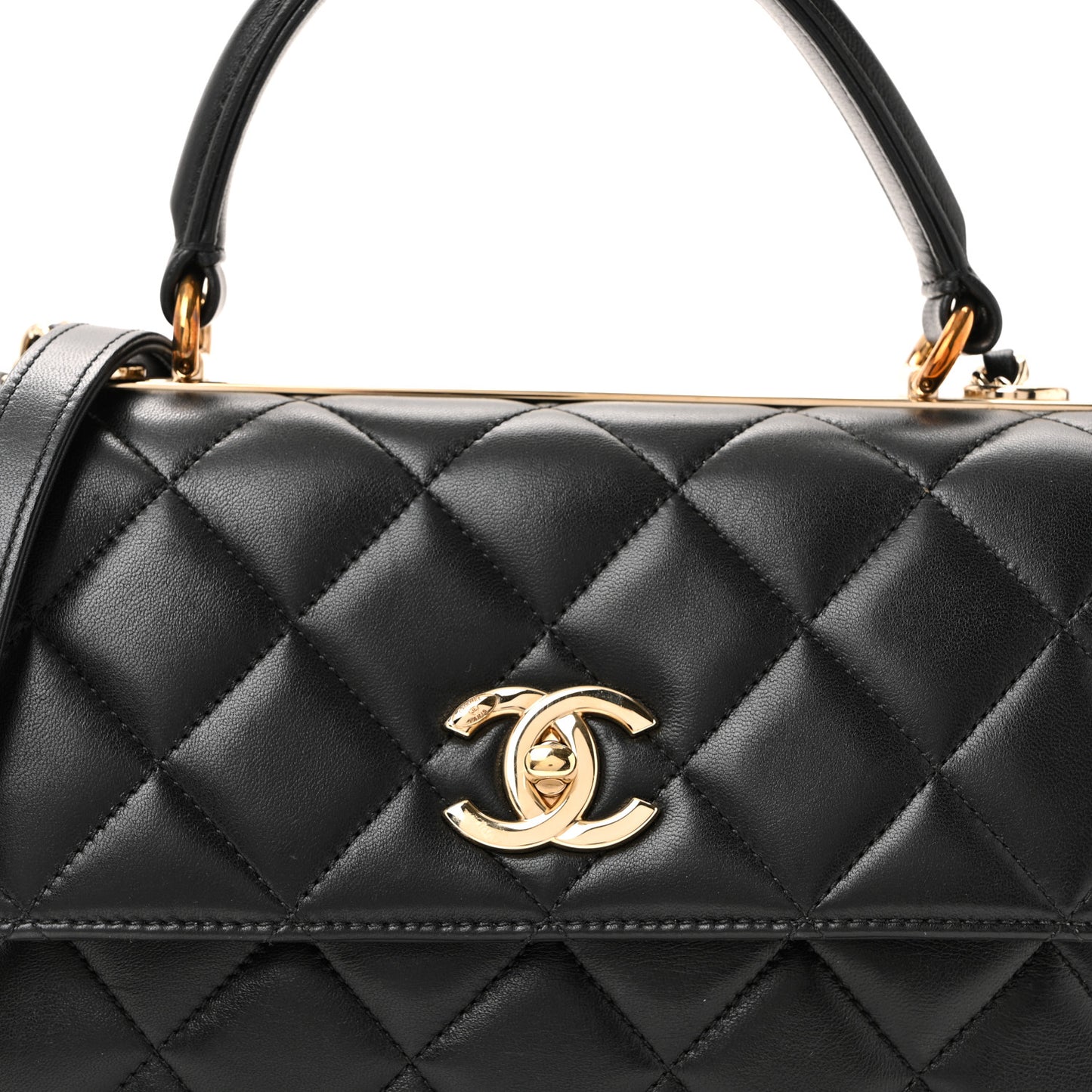 Lambskin Quilted Small Trendy CC Dual Handle Flap Bag Black