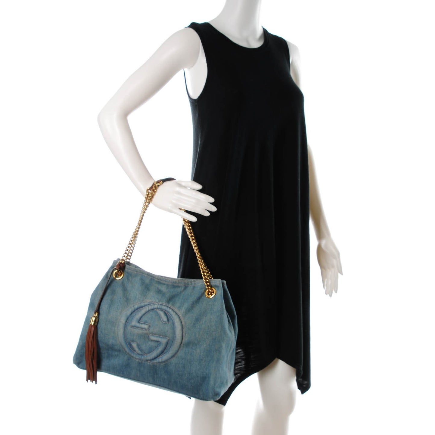 Denim Medium Soho Chain Shoulder Bag Blue