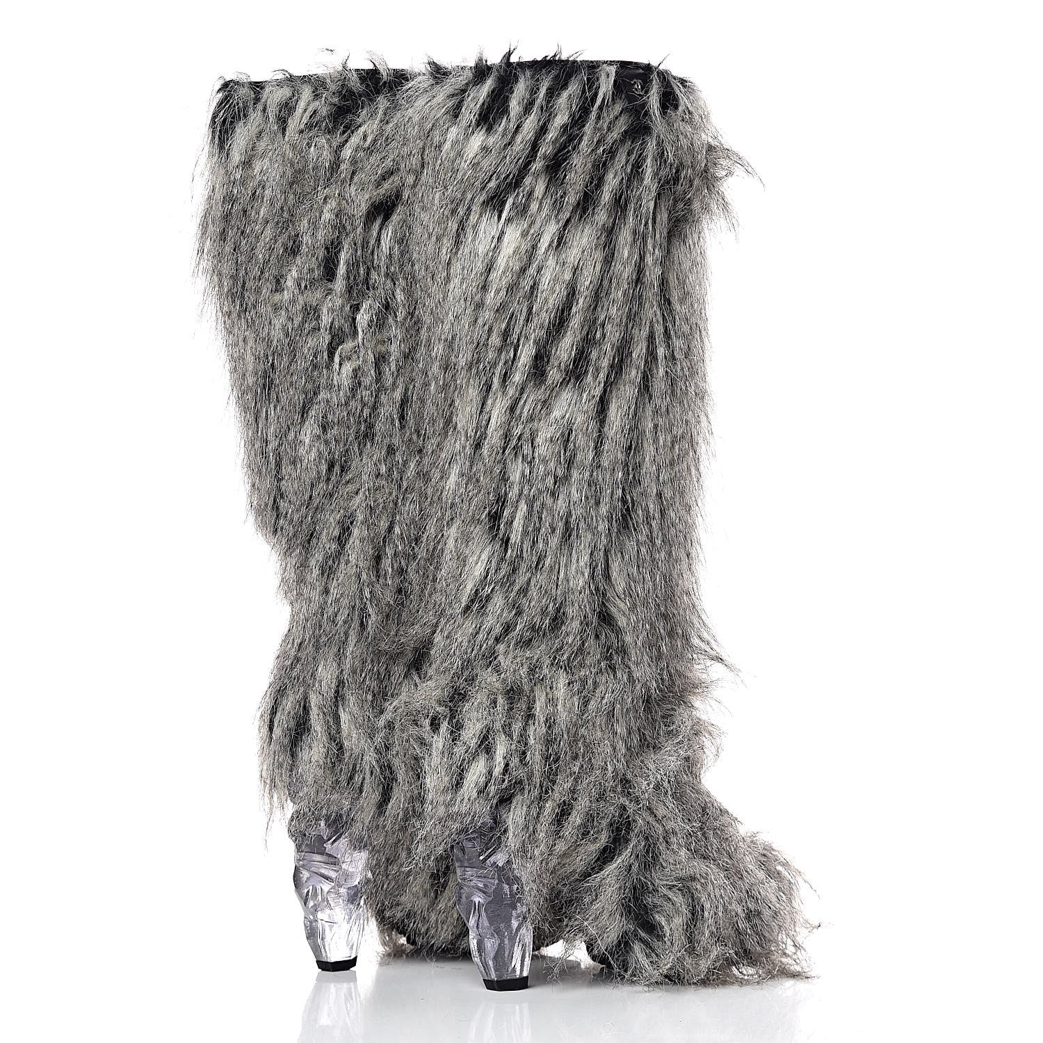 Chanel Fantasy Fur Icicle Heel Mukluks 39 Boots Gray 4 of 8