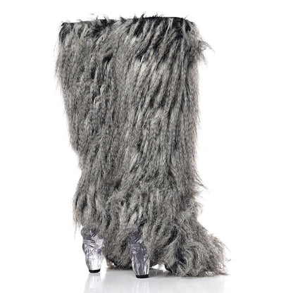 Chanel Fantasy Fur Icicle Heel Mukluks 39 Boots Gray 4 of 8