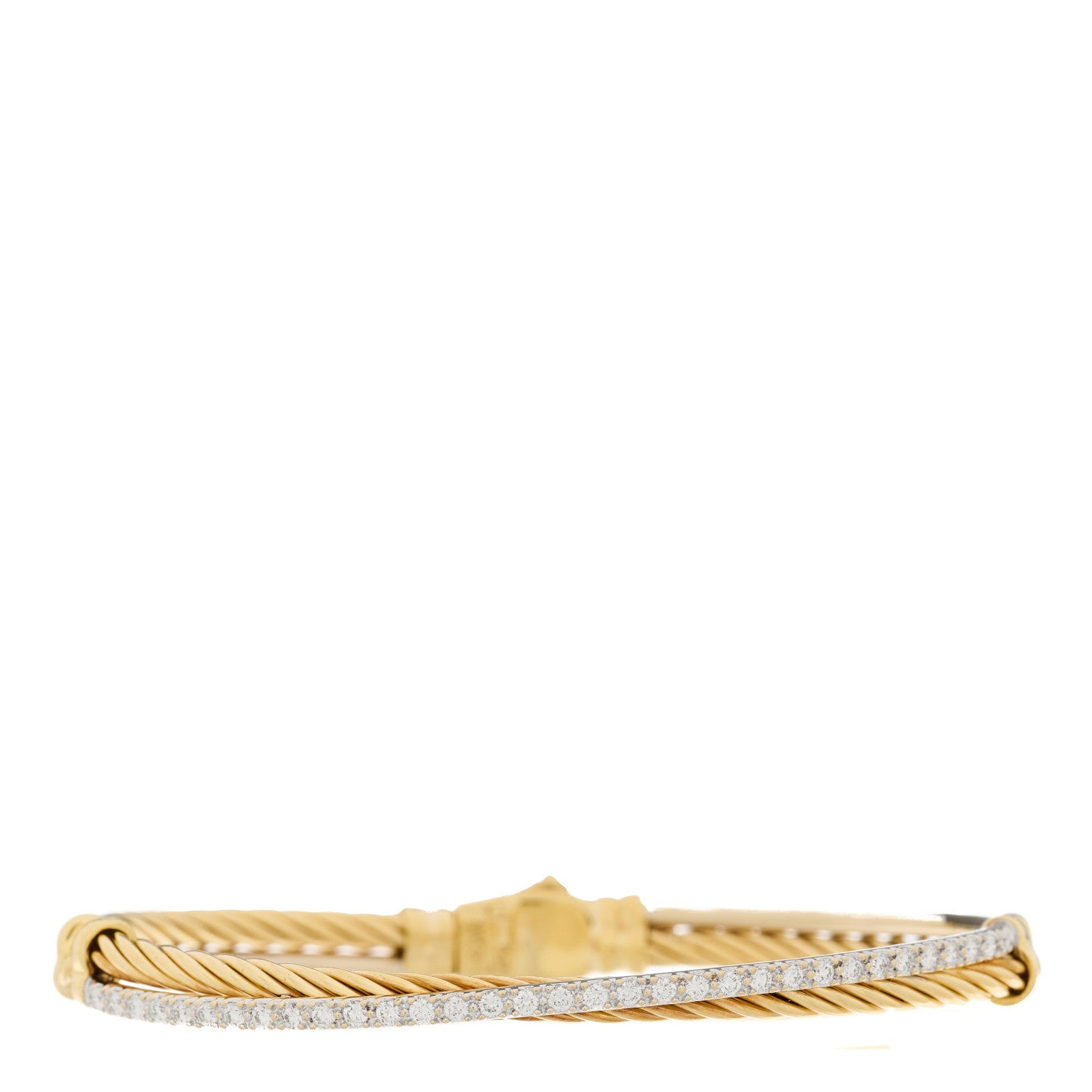 David Yurman 18K White Yellow Gold Diamond Crossover Bracelet 1 of 4