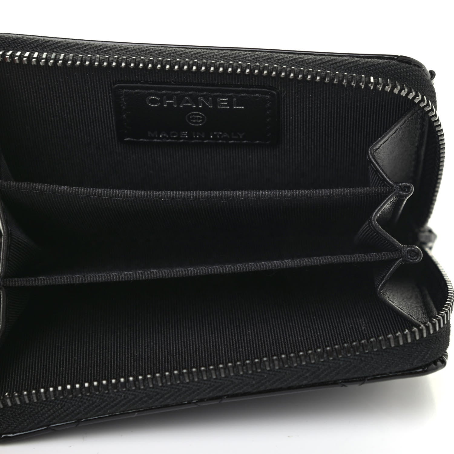 Chanel Patent Calfskin Quilted Zip Coin Purse Wallet So Black 4 of 6