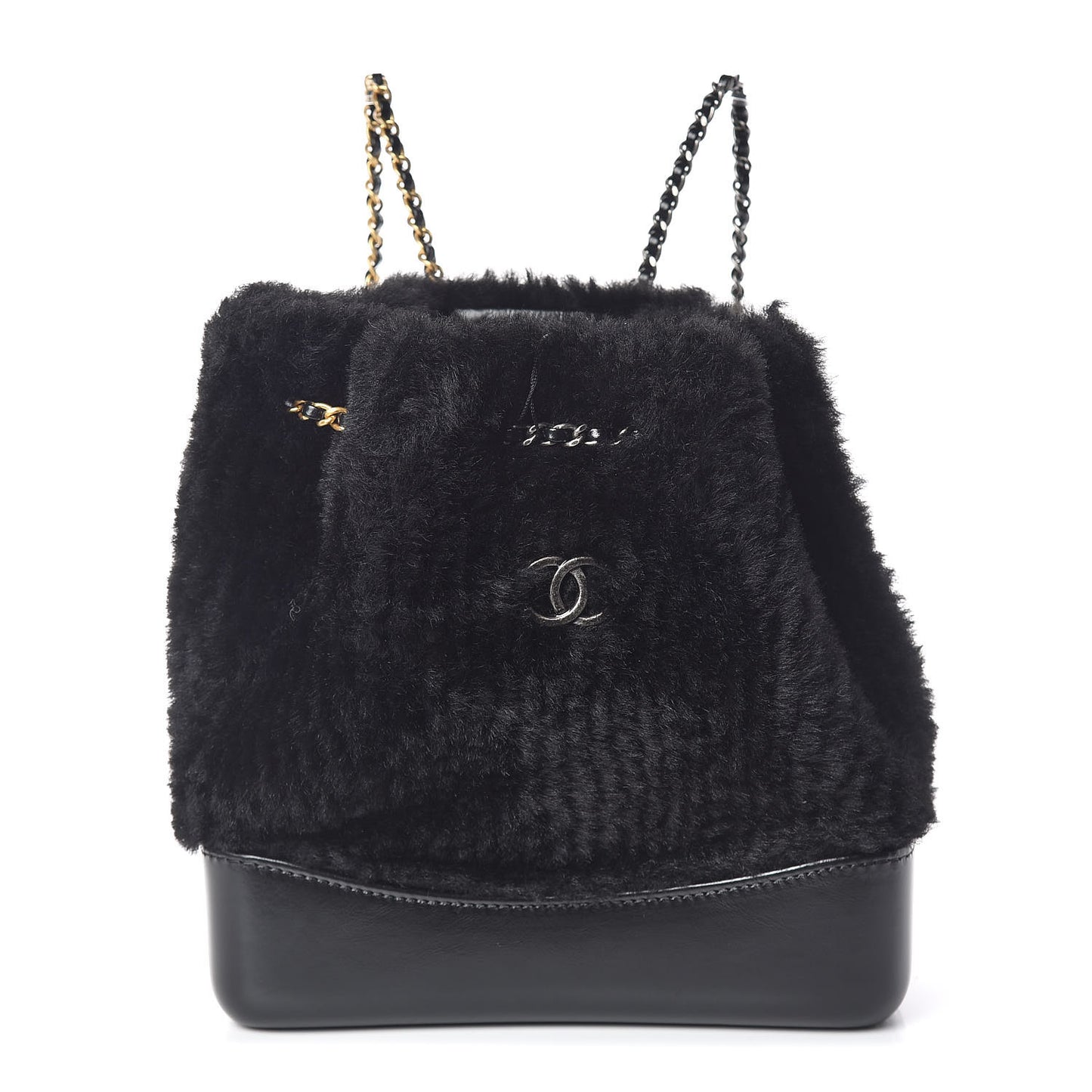 Shearling Small Gabrielle Backpack Black