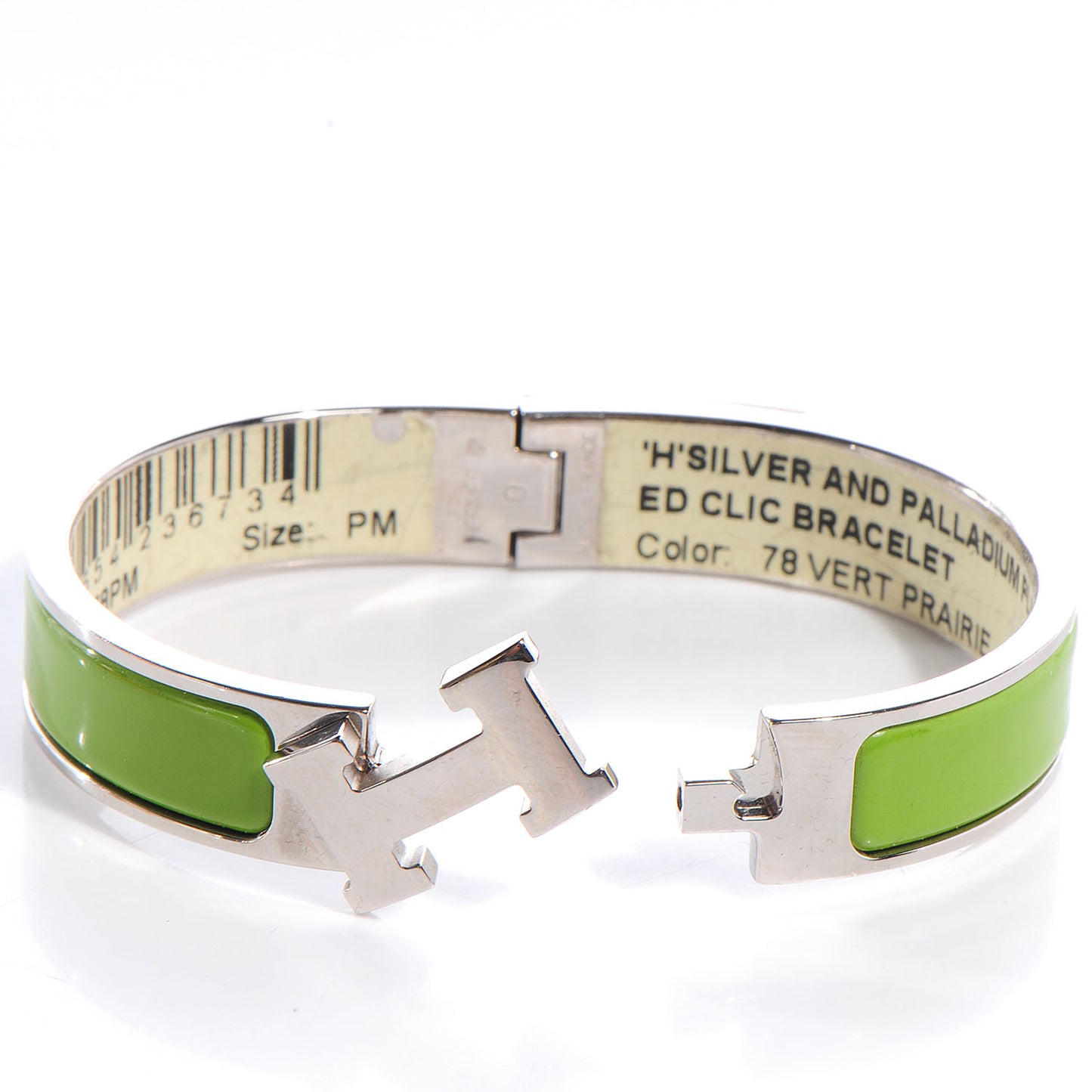 Silver and Palladium Narrow Clic Clac H Bracelet PM Vert Prairie