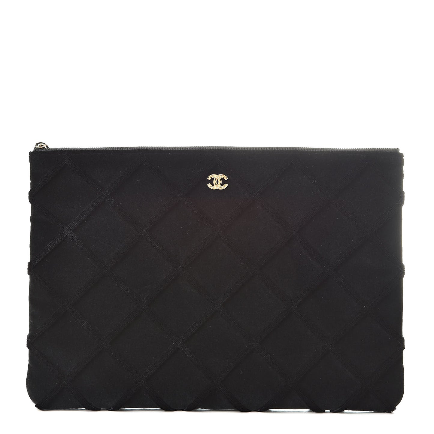 Velvet Quilted Medium Cosmetic Case Black
