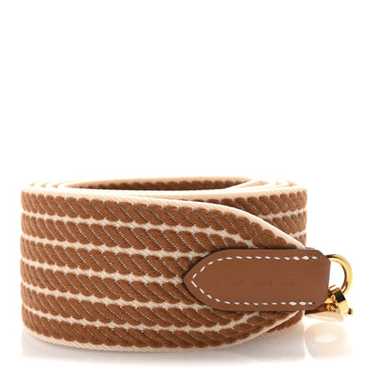Hermes Toile Swift 50mm Sangle Cordage Shoulder Strap Gold 1 of 4