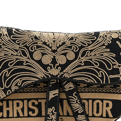 Christian Dior Canvas Embroidered Ornamental Cornely Saddle Bag Black Beige 8 of 10