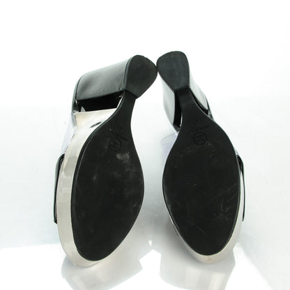 Chanel Patent Chrome Vinyl Wedge Sandals 41 Black 5 of 8