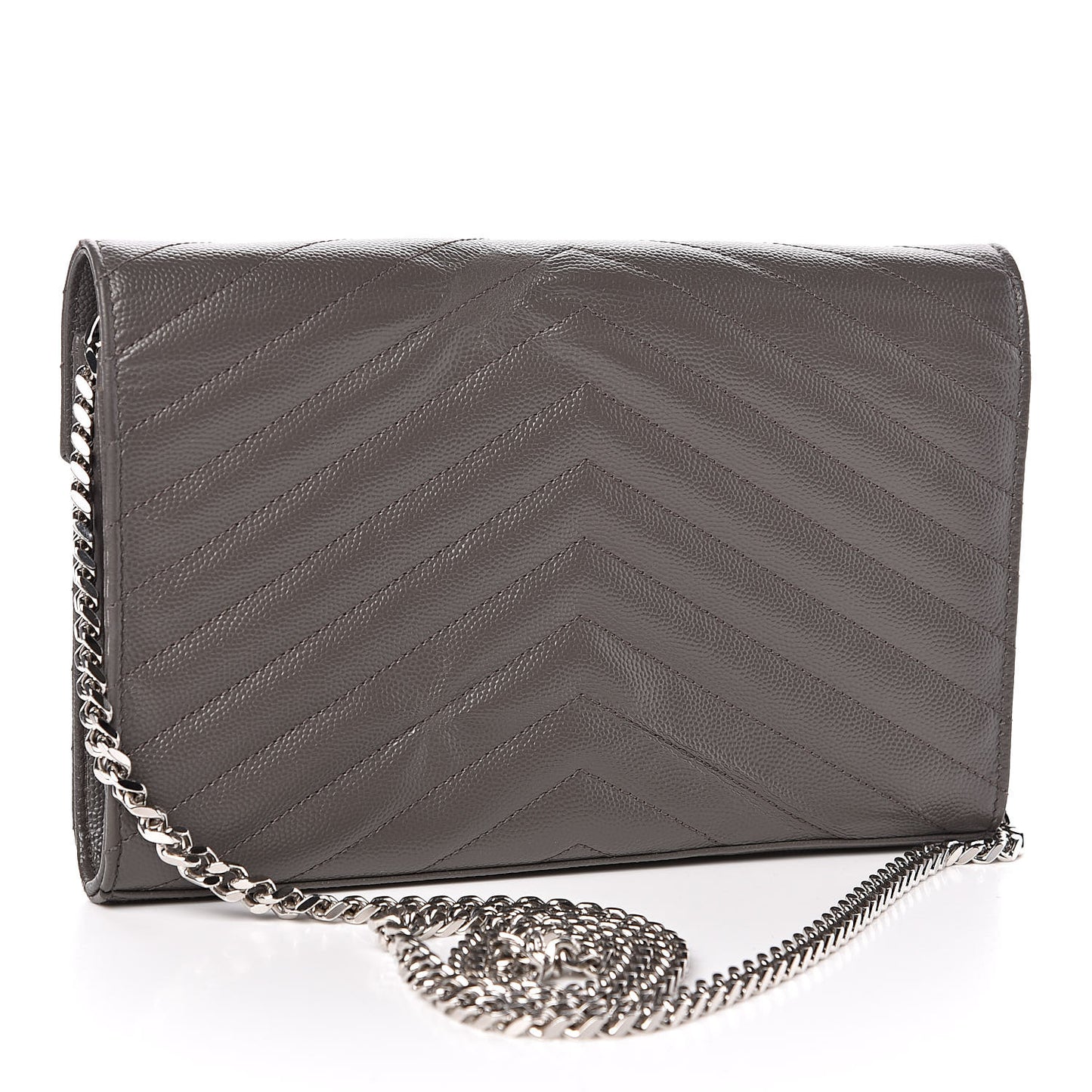 Grain De Poudre Matelasse Chevron Monogram Chain Wallet Fog