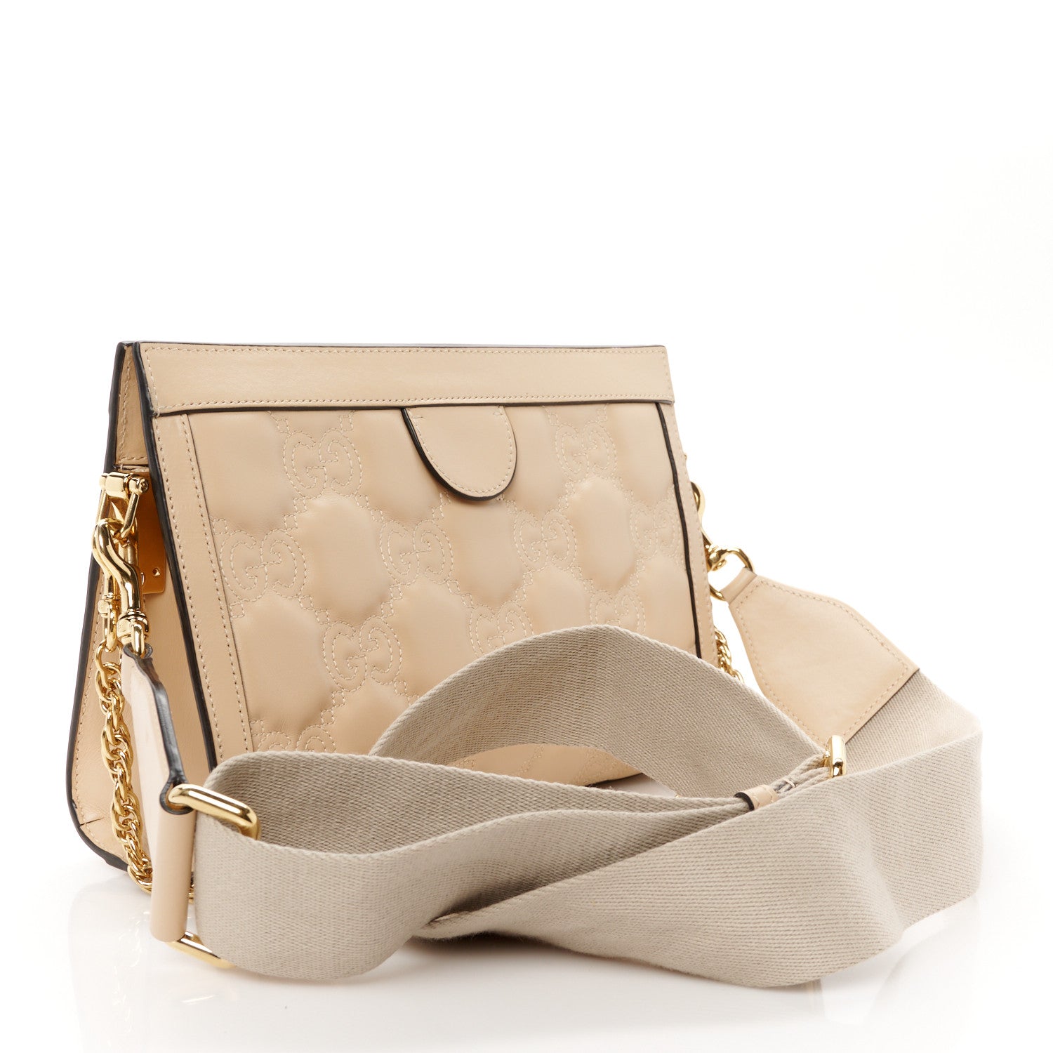 Gucci Calfskin GG Matelasse Small Slim Chain Shoulder Bag Naturale 3 of 12